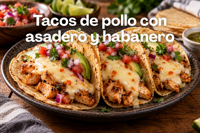 Tacos de pollo con asadero y habanero